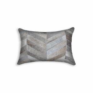 Josephine Gray Striped 12 in. x 20 in. Cowhide Throw Pillow