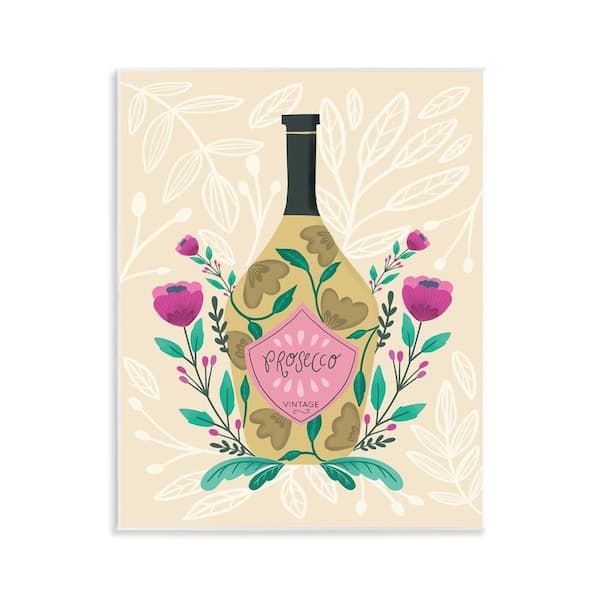Stupell Industries Chic Floral Alcohol Bottle by Louise Allen Designs Unframed Food Graphic Art Print 14 in. x 11 in.