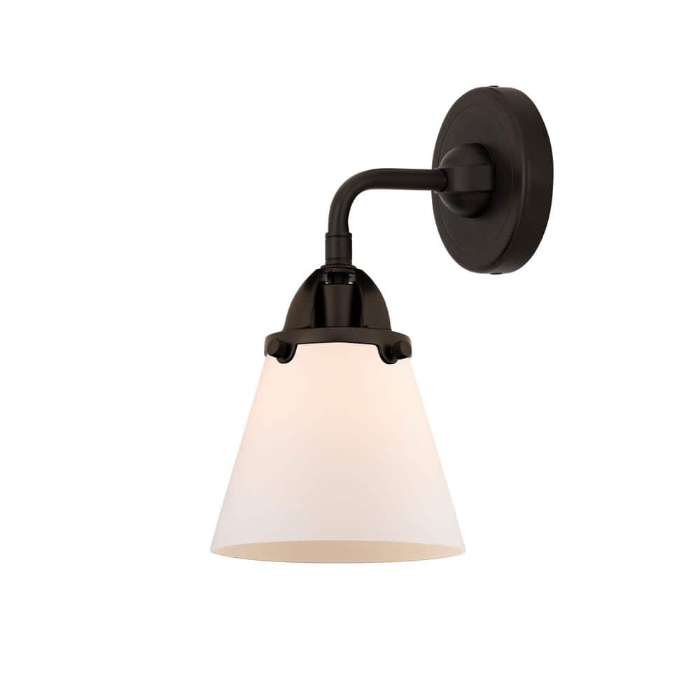 Cone 1-Light Oil Rubbed Bronze, Matte White Wall Sconce with White Glass Shade price history on PriceWatchPro