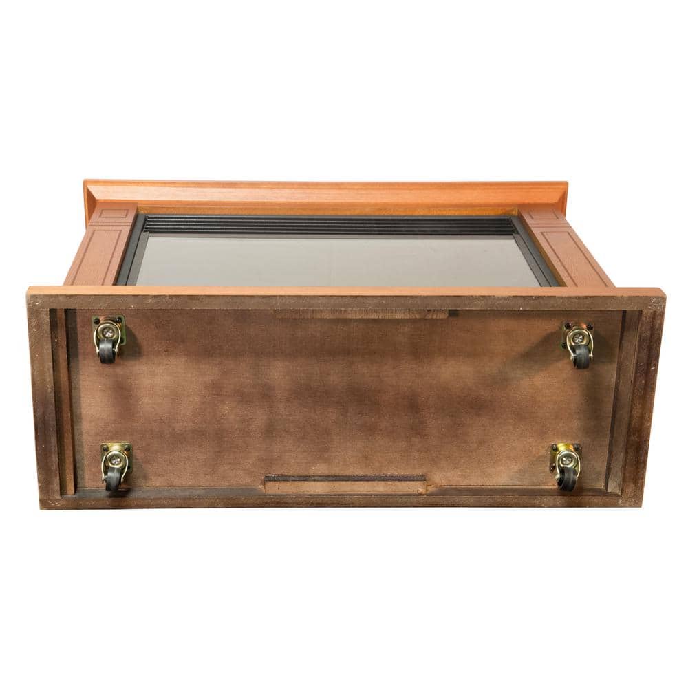 Vintage Oak Electric Mobile Fireplace with Tri-Color Flame