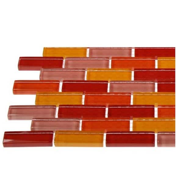 Ivy Hill Tile Contempo Sashimi 1/2 in. x 2 in. Polished Glass Tiles in Brick Pattern Sample