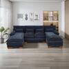 WONDER COMFORT Luxurious 112.6 in. Pillows Armrests 3-Piece U-Shaped Chenille Modular Sectional Sofa Couch with Chaises in. Blue TN-2179BL