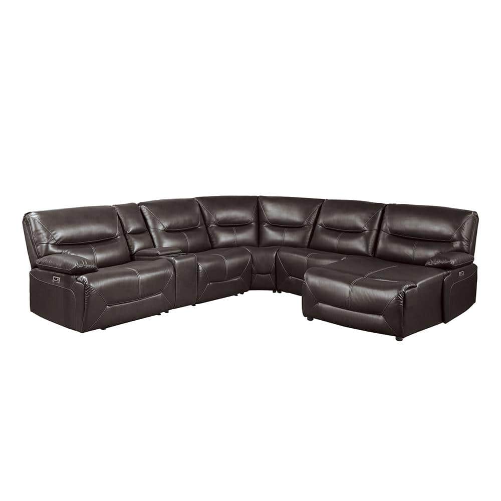 Halliday 119 in. Straight Arm 6-piece Faux Leather Power Reclining Sectiona
