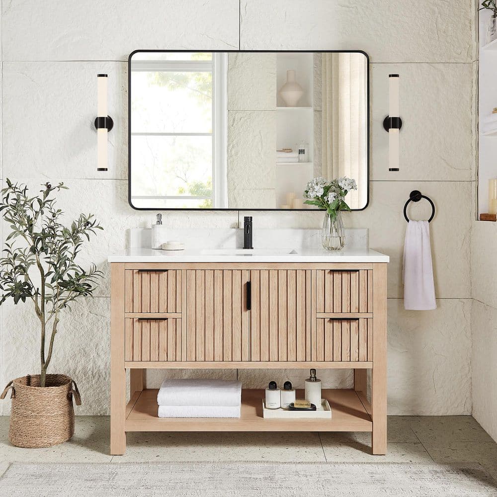 Vitre 48 in.W x 22 in.D x 33.9 in.D Single Bath Vanity in Aged Natural Oak with White Engineered Stone Top price history on PriceWatchPro