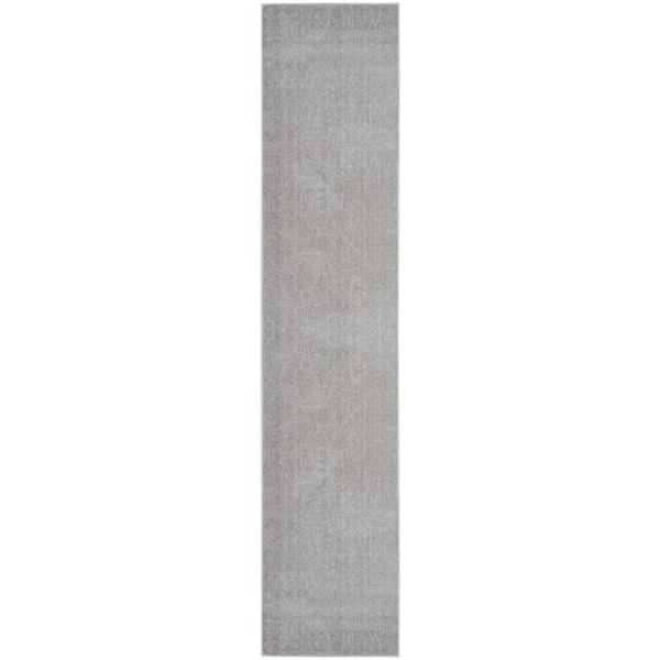 Nourison Essentials 2 ft. x 16 ft. Silver Grey Solid Contemporary ...