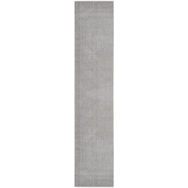 Essentials 2 ft. x 16 ft. Silver Grey Solid Contemporary Kitchen Runner Indoor/Outdoor Area Rug