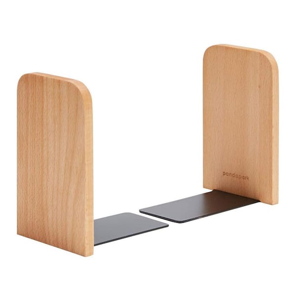 Unbranded 3.1 in. D x 3.9 in. W x 5.1 in. H Wood Bookends Non-Skid Heavy Duty Book Stand for Books/CDs 1 Pair