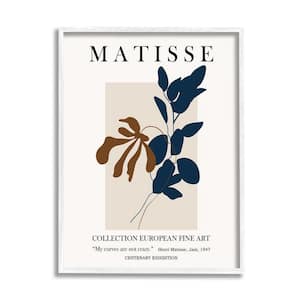 Bold Modern Botanicals Leaf Silhouettes Matisse Text by Ros Ruseva Framed Nature Art Print 14 in. x 11 in.