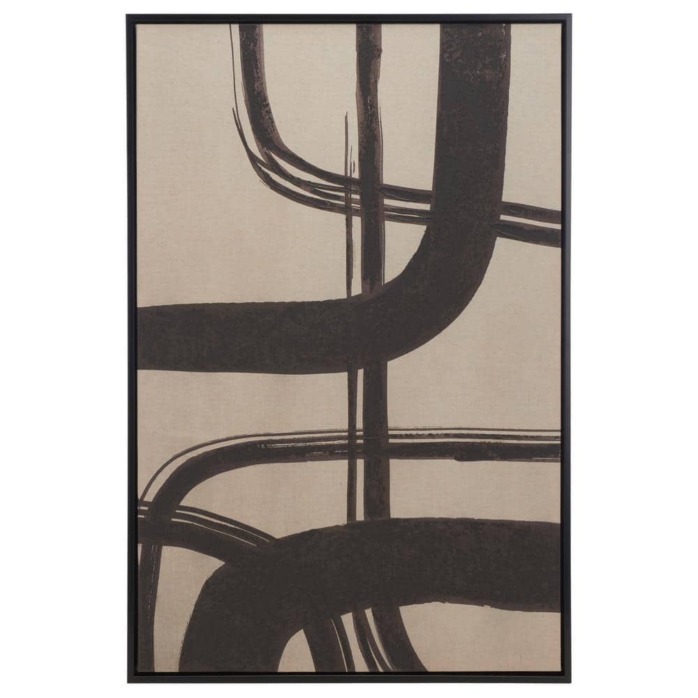 Inky Freeway Taupe and Brown Abstract Canvas Print