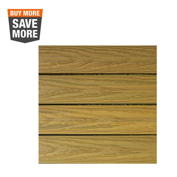 NewTechWood UltraShield Naturale 1 ft. x 1 ft. Quick Deck Outdoor Composite Deck Tile in English Oak (10 sq. ft. per box)