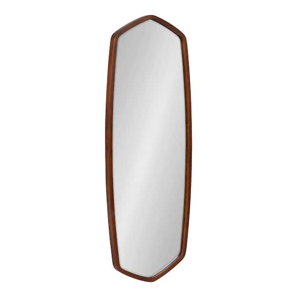 Kate and Laurel McLean 18.00 in. W x 48.00 in. H Walnut Brown Oval Mid-Century Modern Framed Decorative Wall Mirror