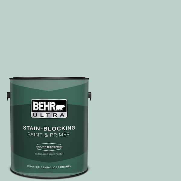 BEHR ULTRA 1 gal. #S420-2 Moon Glass Extra Durable Semi-Gloss Enamel Interior Paint & Primer