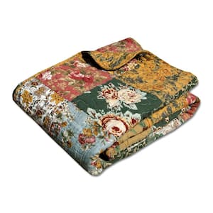 Antique Chic Multicolored Quilted Cotton Throw