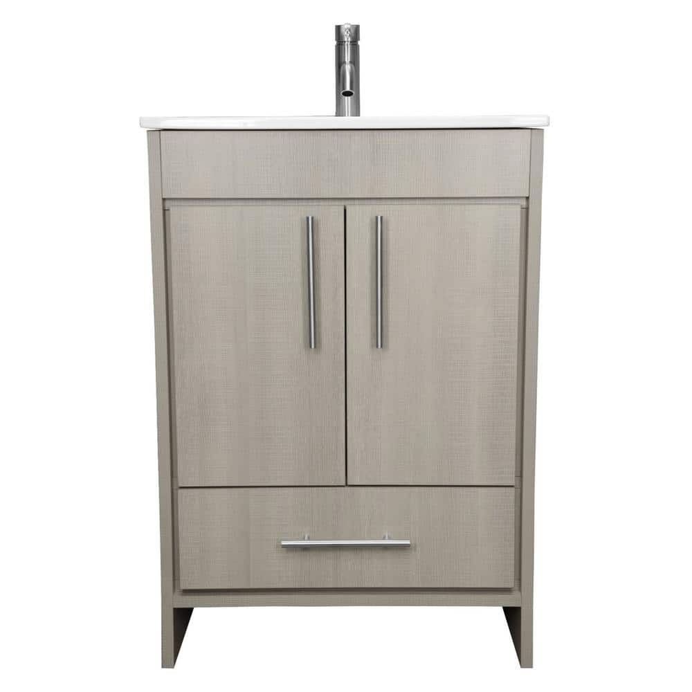 Pacific 24 in. x 18 in. D Bath Vanity in Weathered Gray with Ceramic Vanity Top in White with White Basin price history on PriceWatchPro