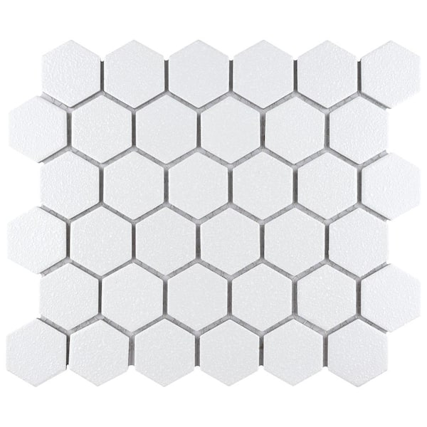 Merola Tile Hudson Due 2" Hex Crystalline White 10-7/8 in. x 12-5/8 in. Porcelain Mosaic Tile (9.7 sq. ft./Case)