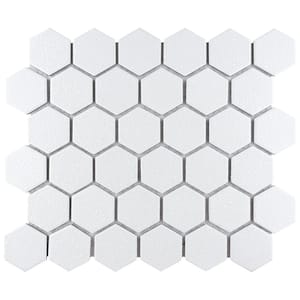 Hudson Due 2" Hex Crystalline White 6 in. x 6 in. Porcelain Mosaic Take Home Tile Sample