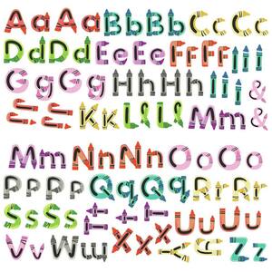 Multi-Colored A To Z Crayon Alphabet Peel And Stick Wall Decals (Set of 97)