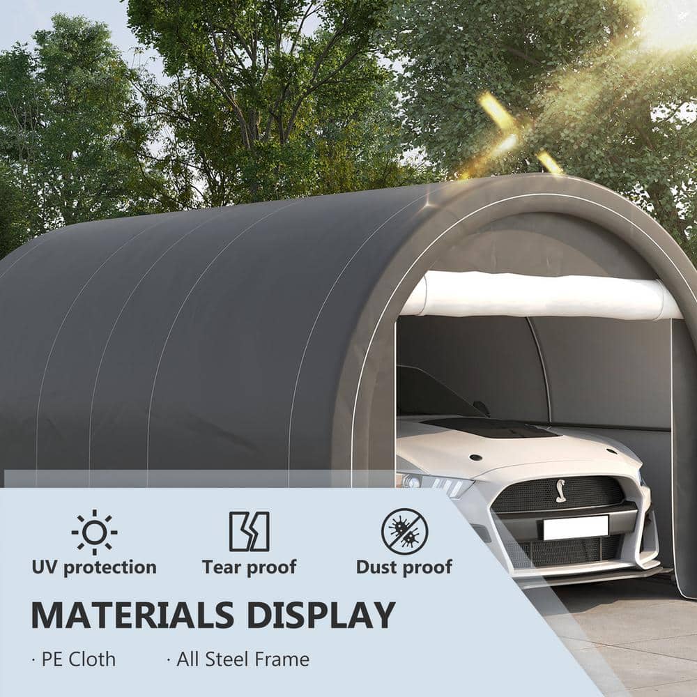 Gray 10' x 16' Portable Carport Storage Tent