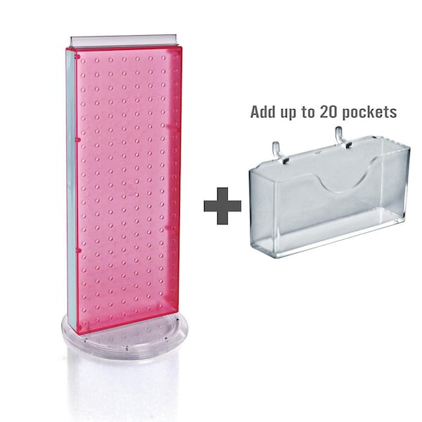 Azar Displays 21 in. H x 8 in. W Counter Pegboard Gift Card Holder in Pink (20-Pockets)