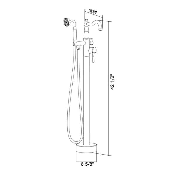 1-Handle Freestanding Floor Mount Tub Faucet Bathtub Filler with Hand Shower in Chrome