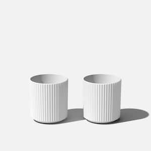 Demi 12 in. Round White Plastic Pot Planter (2-Pack)