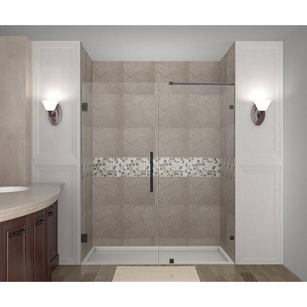 Aston Nautis GS 61 in. x 72 in. Completely Frameless Hinged Shower Door with Glass Shelves in Oil Rubbed Bronze