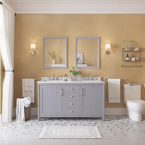 Rockleigh 60 in. W x 22 in. D x 34 in. H Double Sink Bath Vanity in Pebble Gray with Carrara Marble Top