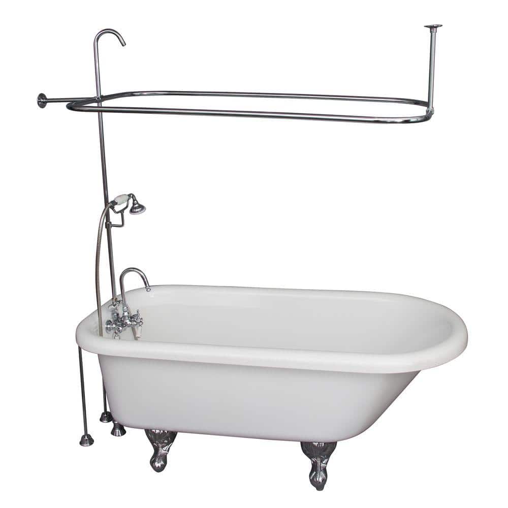 5 ft. Acrylic Ball and Claw Feet Roll Top Tub in White with Polished Chrome Accessories price history on PriceWatchPro