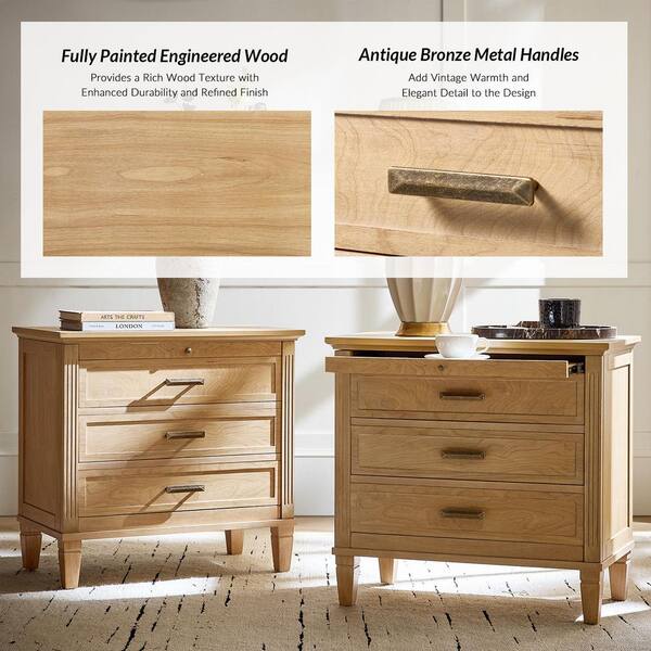 JAYDEN CREATION Leonardo 28.5 in. Natural Square Wood End Table