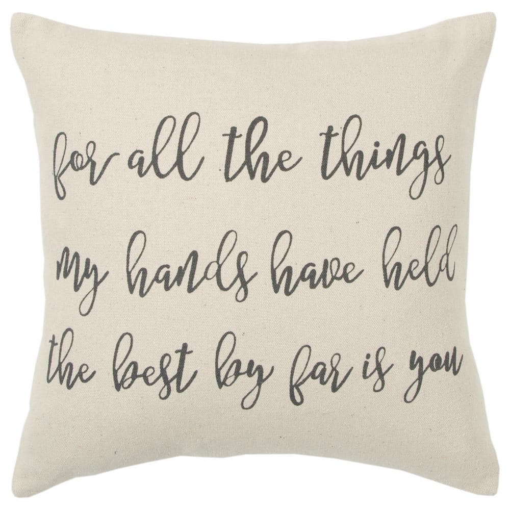 Natural Do Small Things With Great Love Sentiment Cotton Poly Filled 20  in. x 20 in. Decorative Throw Pillow HDWP14981NT002020 - The Home Depot