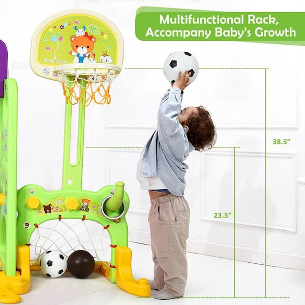 553-1 Height Adjustable Mini Basketball Net Stand Set Indoor Outdoor Family Kids Game