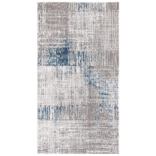 Craft Gray/Blue Doormat 2 ft. x 4 ft. Plaid Abstract Area Rug