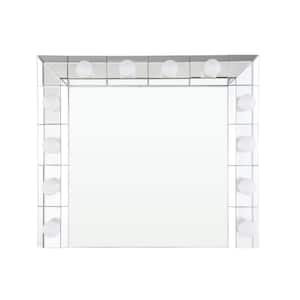 32 in. W x 28 in. H Glass Silver Vanity Mirror