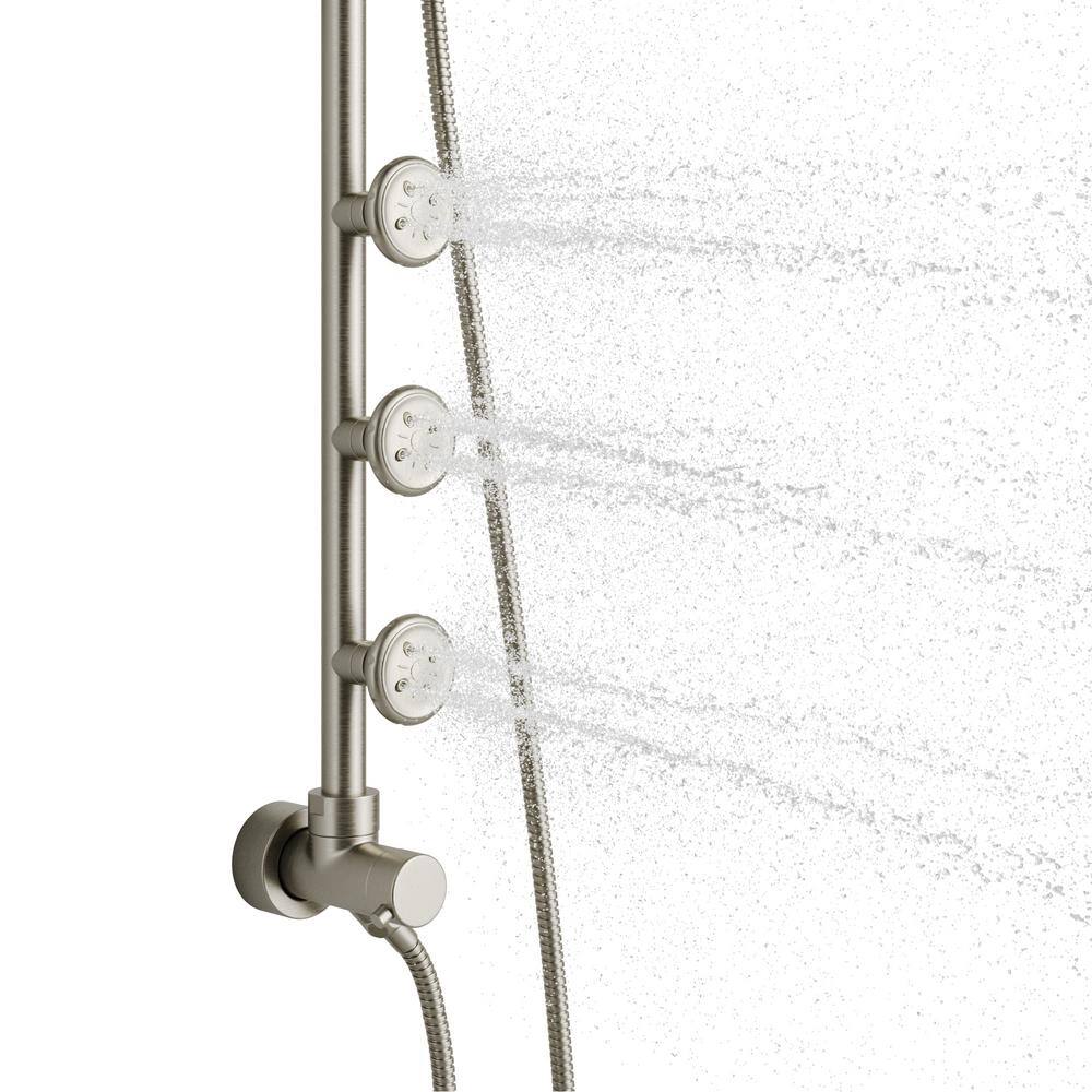 Brushed Nickel Multi-Function Shower System with Adjustable Height