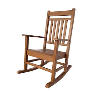43 in. H Brown HDPE Plastic Resin Berkshire All-Weather Outdoor Rocking Chair, Home and Garden Decor