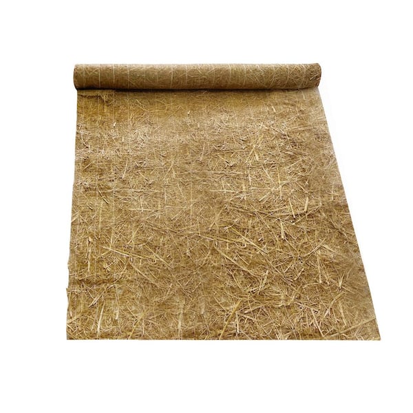 Close up image of an erosion control blanket showing the straw and