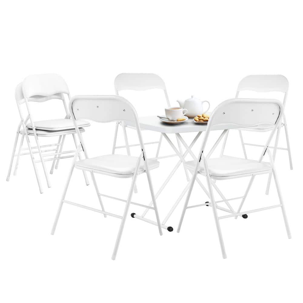 JAXPETY Plastic Outdoor Patio Dining Set Folding Table and Chairs in