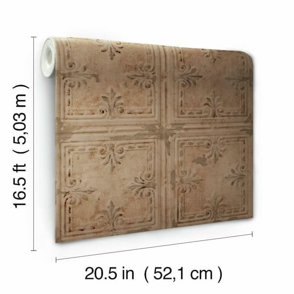 Roommates Copper Tin Tile Peel and Stick Wallpaper