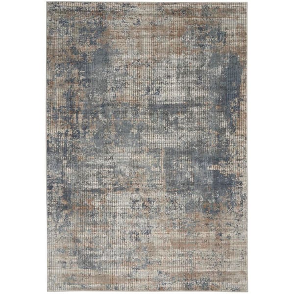 Nourison Concerto Blue/Beige 5 ft. x 7 ft. Abstract Modern Area Rug