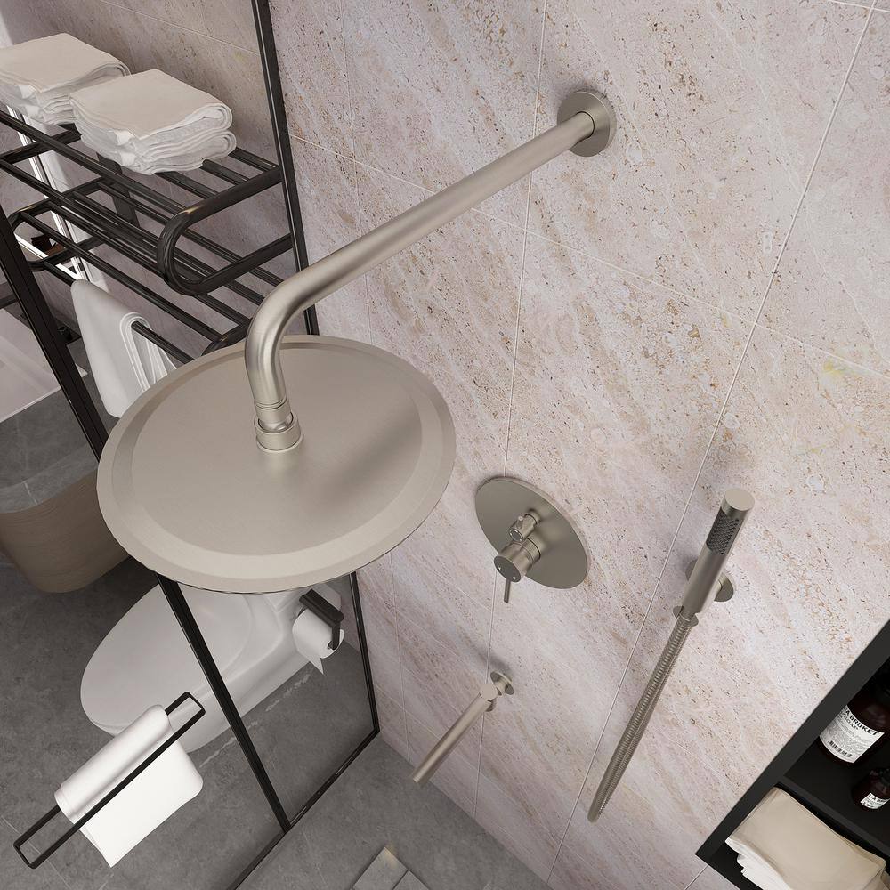 Brushed Nickel Dual Shower System with Handheld and Rain Shower Head