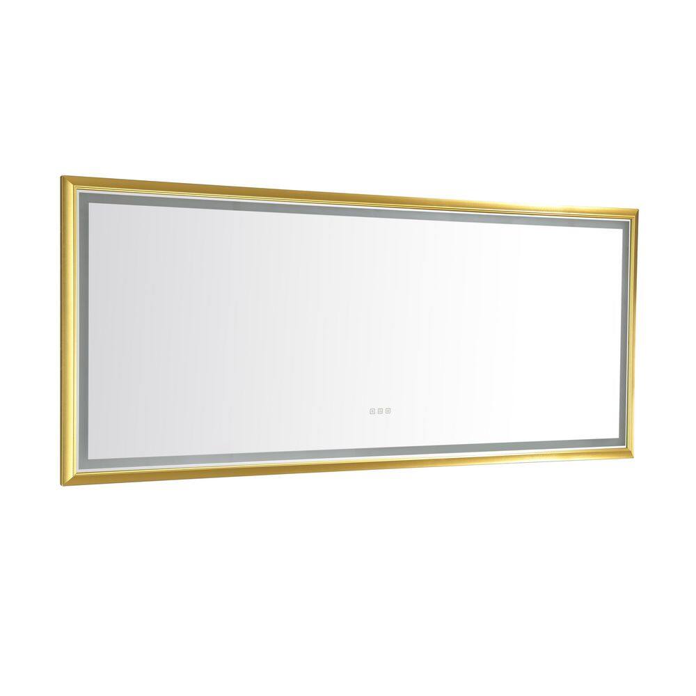 84 in. W x 36 in. H Rectangular Gold Framed LED Mirror AntiFog