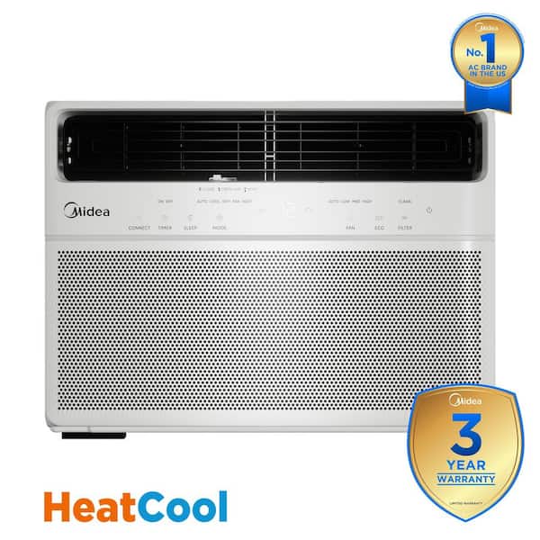 8,000 BTU Smart Window Air Conditioner for Rooms up to 350 Sq. Ft. with Heat, Remote, Dual Filter, Wi-Fi in White