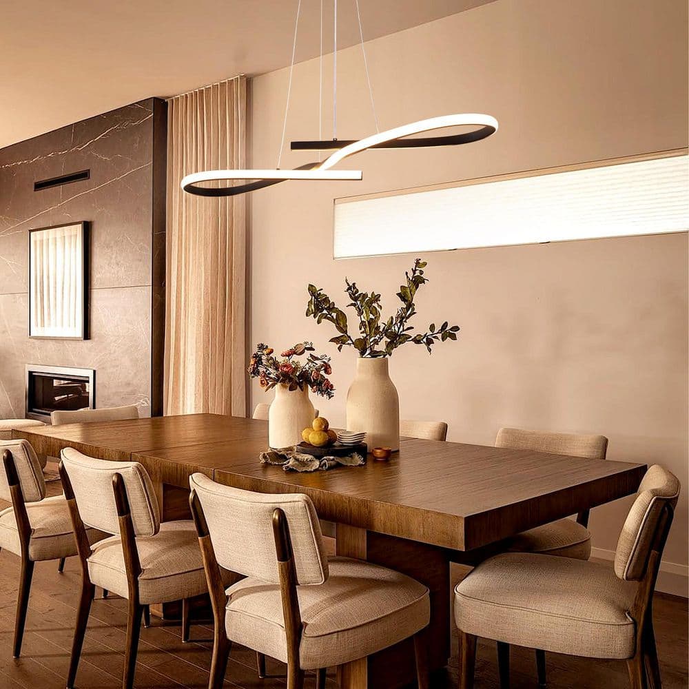 1-Light Black Modern Linear LED Chandelier Dimmable Pendant Light for Dining Room price history on PriceWatchPro