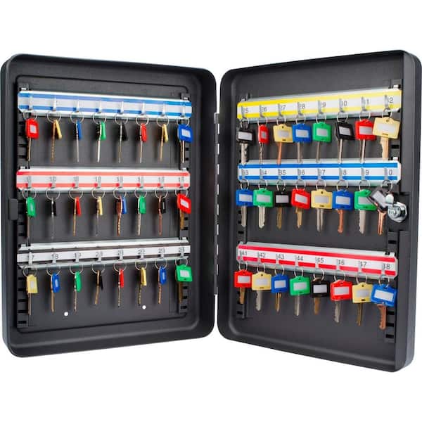BARSKA 48-Position Steel Key Lock Box Safe with Key Lock, Black