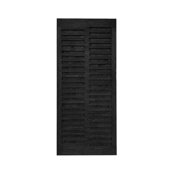 CALHOME 42 in. x 84 in. Japanese Pre Assemble Black Stained Wood Interior Sliding Barn Door Slab