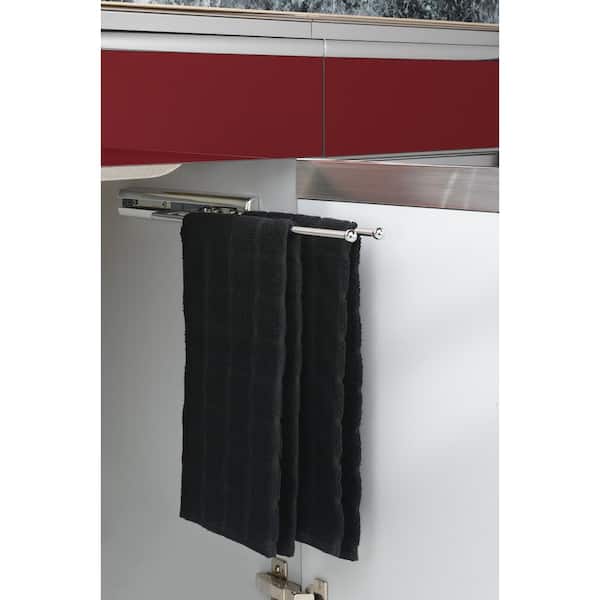 2-Prong Pull Out Towel Rack Under Cabinet, Under Sink Pull Out Towel Holder  with 2 Arms, Heavy-Duty Chrome Pull Out Towel Bar for Kitchen Towels or