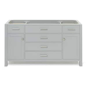 Bristol 60 in. W x 21.5 in. D x 34.5 in. H Freestanding Bath Vanity Cabinet without Top in Grey