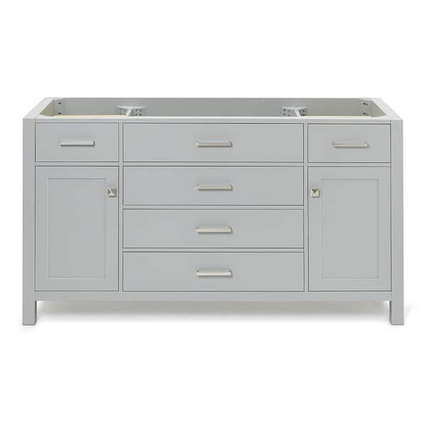 ARIEL Bristol 60 in. W x 21.5 in. D x 34.5 in. H Freestanding Bath Vanity Cabinet without Top in Grey