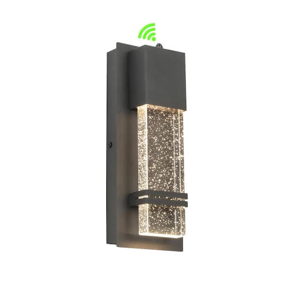 1-Light Textured Black not Motion Sensing Dusk to DaWn Outdoor HardWired Wall Lantern Sconce With LED