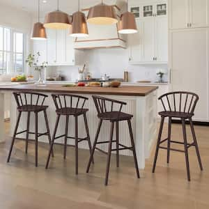 Winson Windsor 30 in.Espresso Solid Wood Bar Stool for Kitchen Island Counter Stool with Spindle Back Set of 4